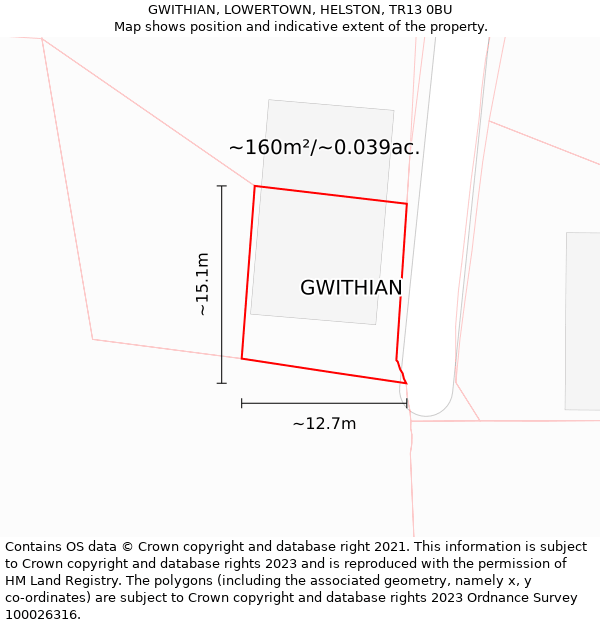 GWITHIAN, LOWERTOWN, HELSTON, TR13 0BU: Plot and title map