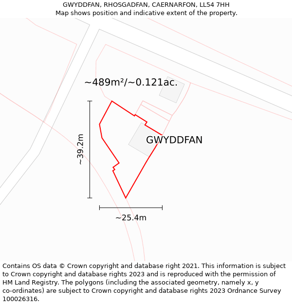 GWYDDFAN, RHOSGADFAN, CAERNARFON, LL54 7HH: Plot and title map