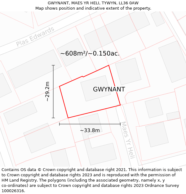 GWYNANT, MAES YR HELI, TYWYN, LL36 0AW: Plot and title map