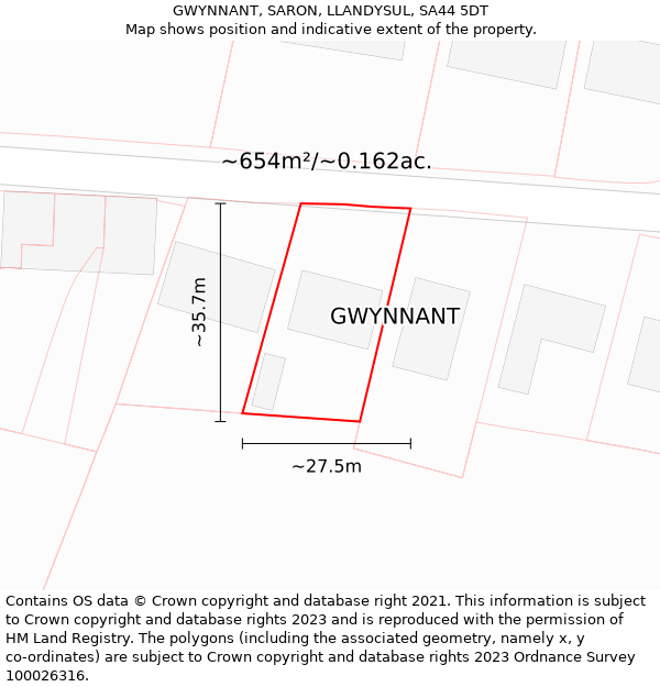 GWYNNANT, SARON, LLANDYSUL, SA44 5DT: Plot and title map