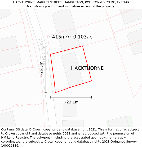 HACKTHORNE, MARKET STREET, HAMBLETON, POULTON-LE-FYLDE, FY6 9AP: Plot and title map