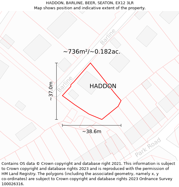 HADDON, BARLINE, BEER, SEATON, EX12 3LR: Plot and title map