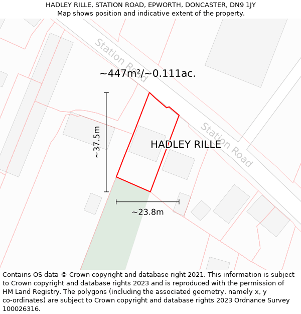 HADLEY RILLE, STATION ROAD, EPWORTH, DONCASTER, DN9 1JY: Plot and title map