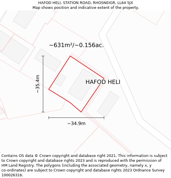 HAFOD HELI, STATION ROAD, RHOSNEIGR, LL64 5JX: Plot and title map