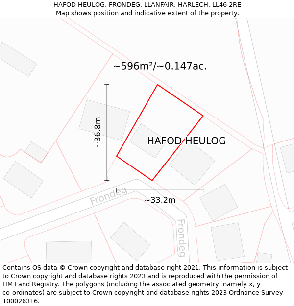 HAFOD HEULOG, FRONDEG, LLANFAIR, HARLECH, LL46 2RE: Plot and title map