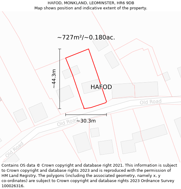 HAFOD, MONKLAND, LEOMINSTER, HR6 9DB: Plot and title map
