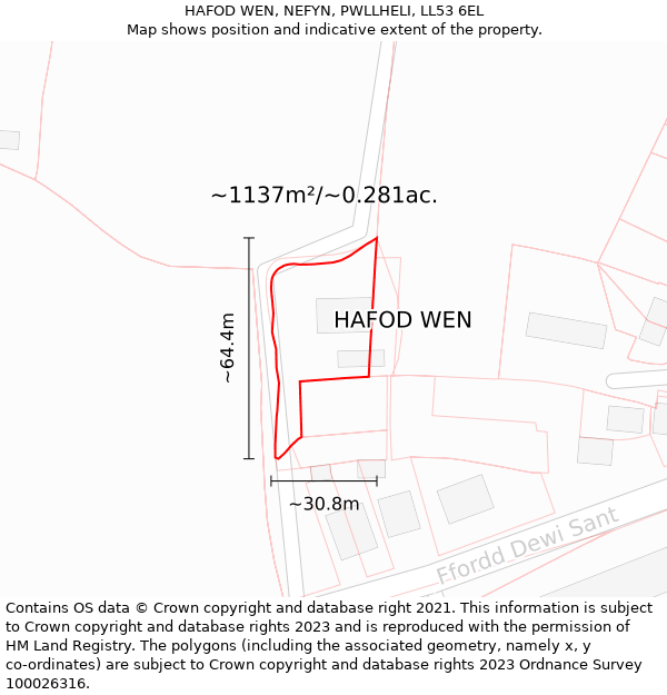 HAFOD WEN, NEFYN, PWLLHELI, LL53 6EL: Plot and title map