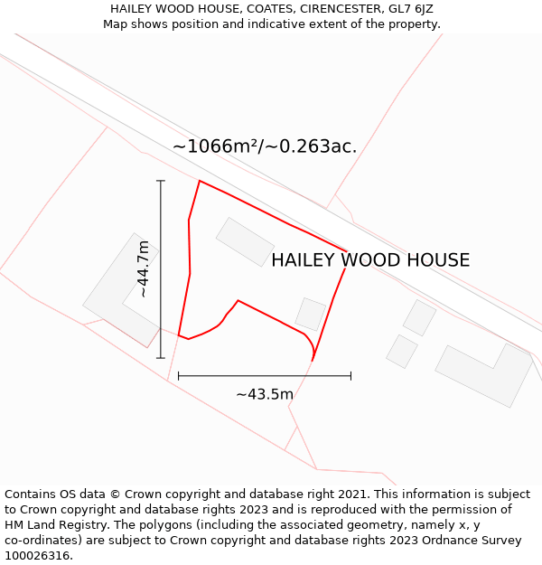 HAILEY WOOD HOUSE, COATES, CIRENCESTER, GL7 6JZ: Plot and title map