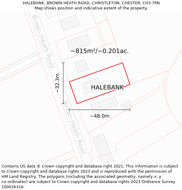 HALEBANK, BROWN HEATH ROAD, CHRISTLETON, CHESTER, CH3 7PN: Plot and title map