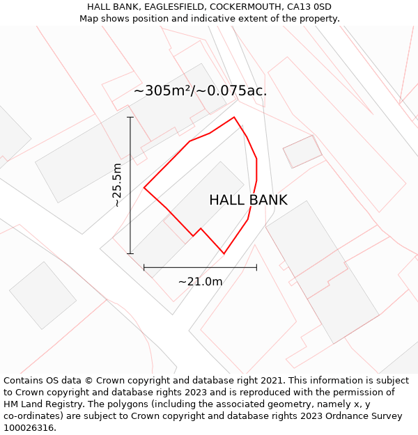 HALL BANK, EAGLESFIELD, COCKERMOUTH, CA13 0SD: Plot and title map