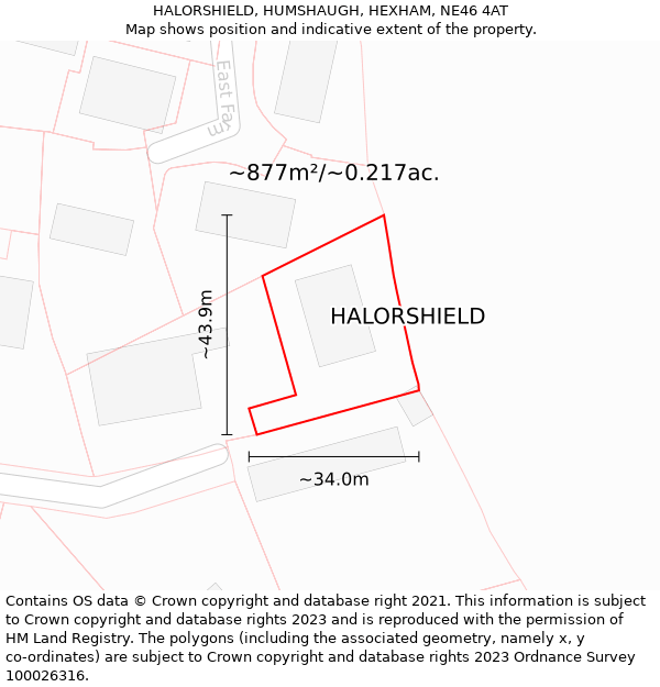 HALORSHIELD, HUMSHAUGH, HEXHAM, NE46 4AT: Plot and title map