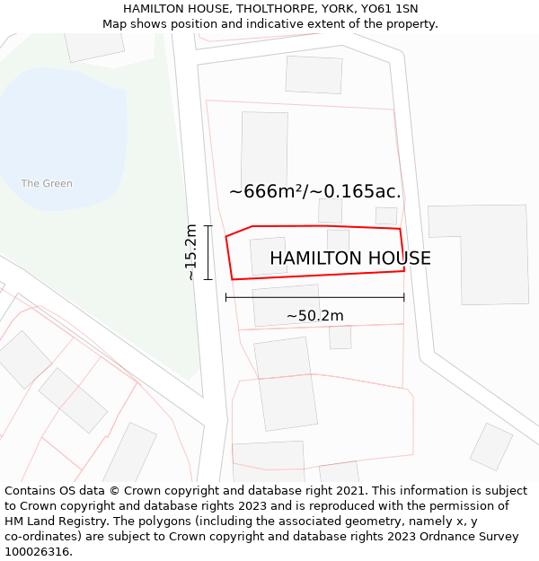 HAMILTON HOUSE, THOLTHORPE, YORK, YO61 1SN: Plot and title map