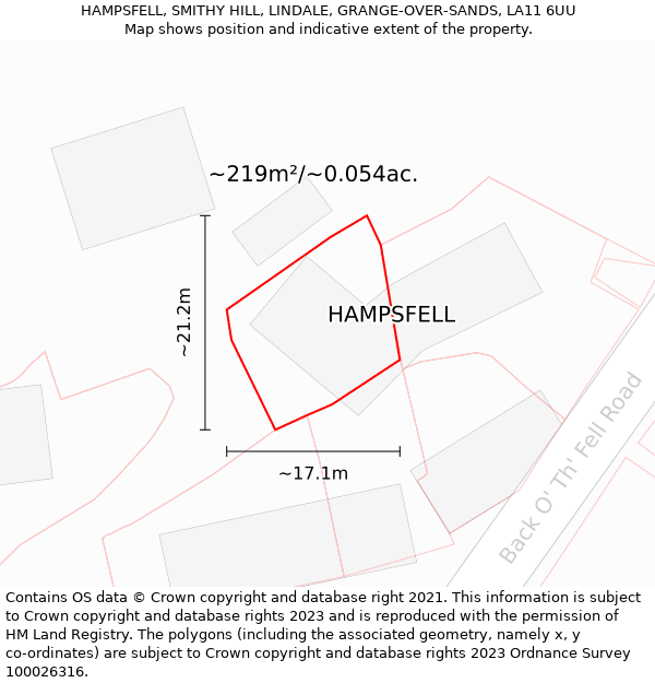 HAMPSFELL, SMITHY HILL, LINDALE, GRANGE-OVER-SANDS, LA11 6UU: Plot and title map