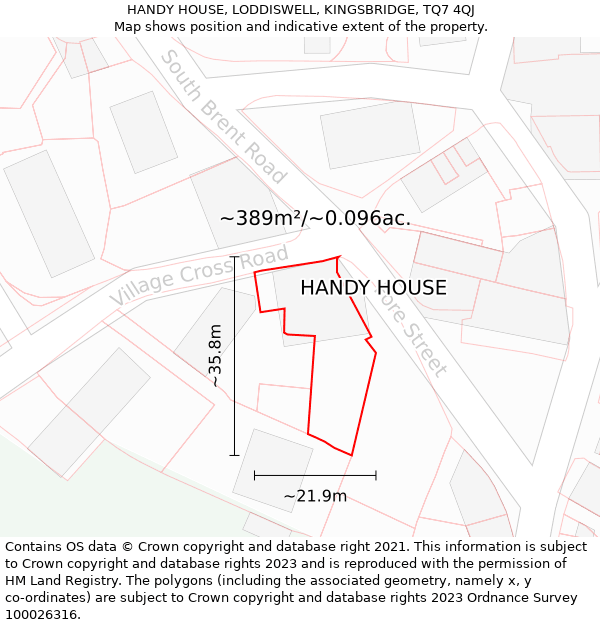 HANDY HOUSE, LODDISWELL, KINGSBRIDGE, TQ7 4QJ: Plot and title map