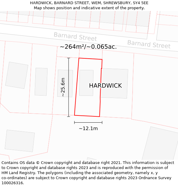 HARDWICK, BARNARD STREET, WEM, SHREWSBURY, SY4 5EE: Plot and title map