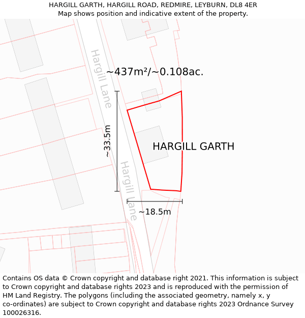 HARGILL GARTH, HARGILL ROAD, REDMIRE, LEYBURN, DL8 4ER: Plot and title map