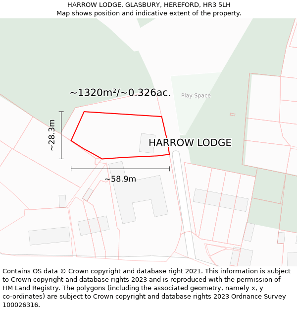 HARROW LODGE, GLASBURY, HEREFORD, HR3 5LH: Plot and title map