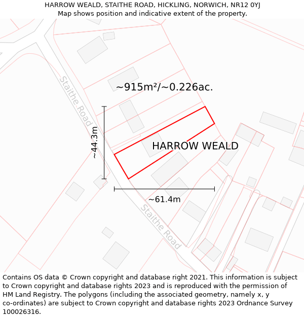HARROW WEALD, STAITHE ROAD, HICKLING, NORWICH, NR12 0YJ: Plot and title map