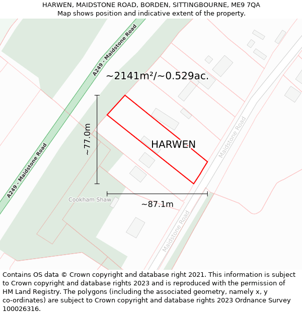 HARWEN, MAIDSTONE ROAD, BORDEN, SITTINGBOURNE, ME9 7QA: Plot and title map