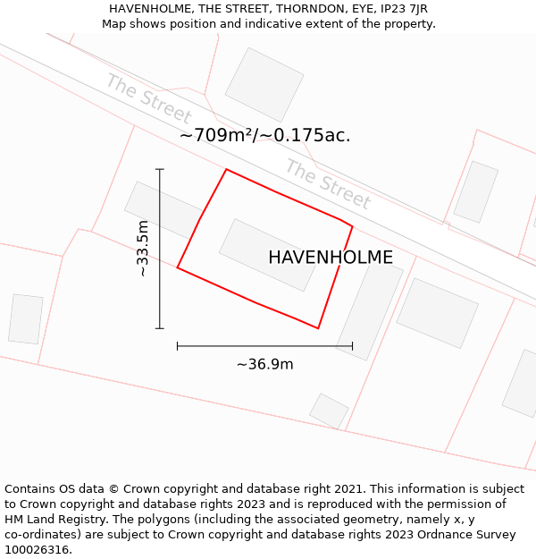 HAVENHOLME, THE STREET, THORNDON, EYE, IP23 7JR: Plot and title map