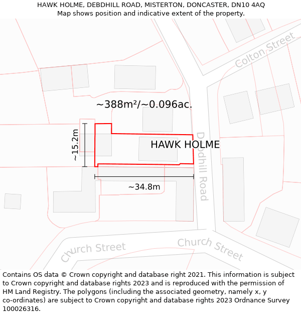 HAWK HOLME, DEBDHILL ROAD, MISTERTON, DONCASTER, DN10 4AQ: Plot and title map