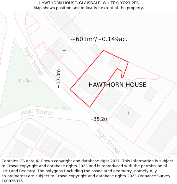 HAWTHORN HOUSE, GLAISDALE, WHITBY, YO21 2PS: Plot and title map