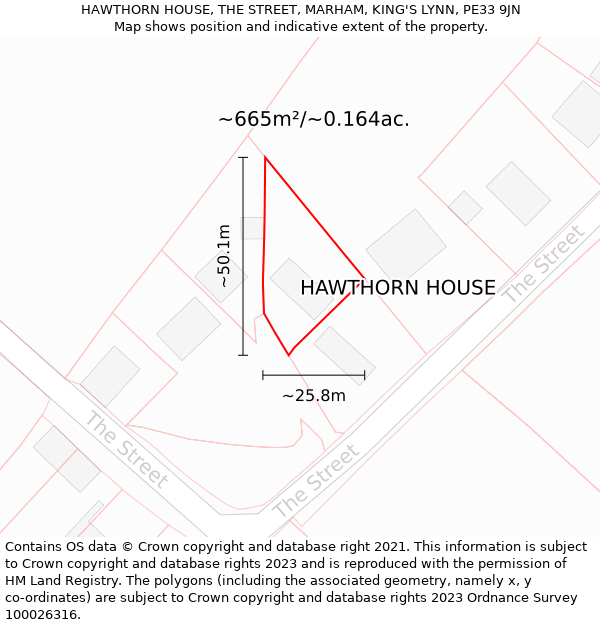 HAWTHORN HOUSE, THE STREET, MARHAM, KING'S LYNN, PE33 9JN: Plot and title map
