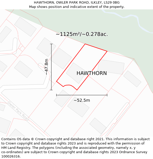 HAWTHORN, OWLER PARK ROAD, ILKLEY, LS29 0BG: Plot and title map