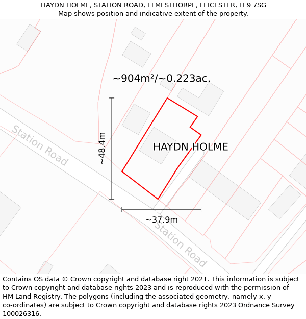 HAYDN HOLME, STATION ROAD, ELMESTHORPE, LEICESTER, LE9 7SG: Plot and title map