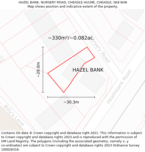 HAZEL BANK, NURSERY ROAD, CHEADLE HULME, CHEADLE, SK8 6HN: Plot and title map