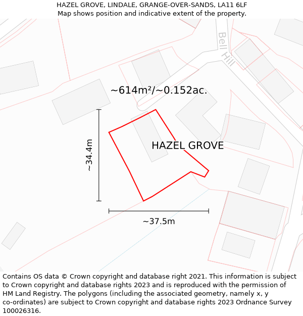 HAZEL GROVE, LINDALE, GRANGE-OVER-SANDS, LA11 6LF: Plot and title map