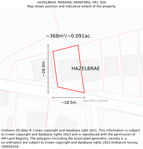 HAZELBRAE, MARDEN, HEREFORD, HR1 3DX: Plot and title map