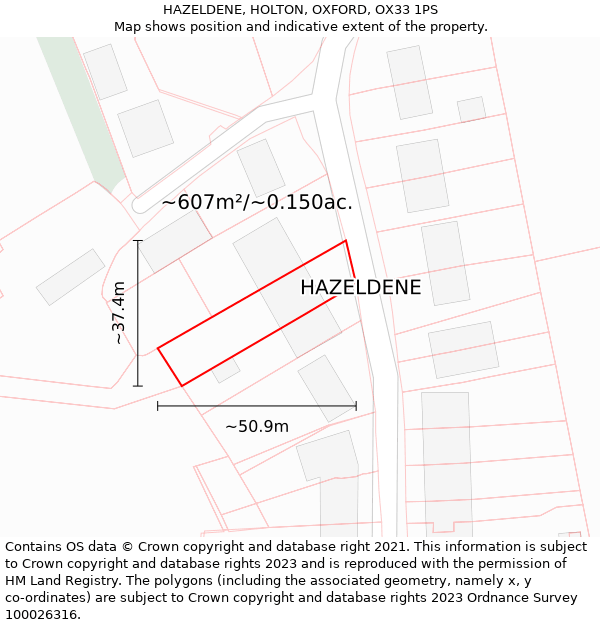 HAZELDENE, HOLTON, OXFORD, OX33 1PS: Plot and title map