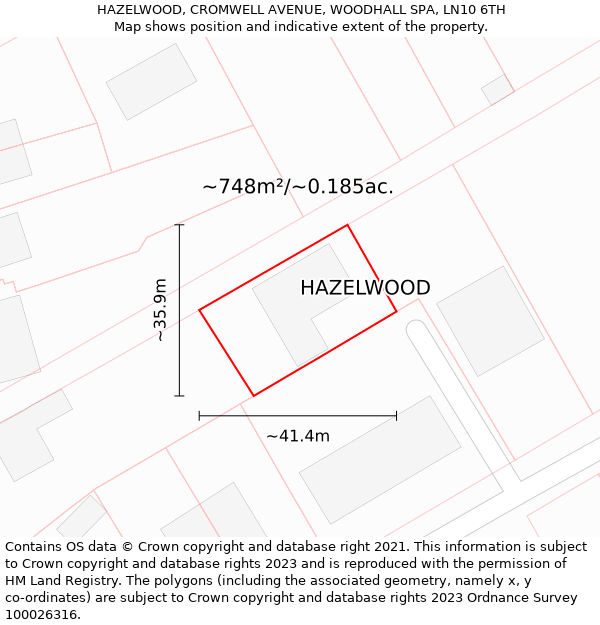 HAZELWOOD, CROMWELL AVENUE, WOODHALL SPA, LN10 6TH: Plot and title map