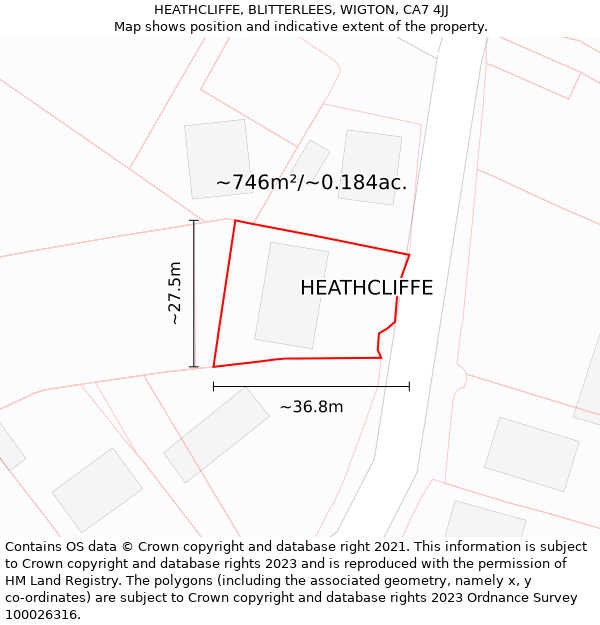 HEATHCLIFFE, BLITTERLEES, WIGTON, CA7 4JJ: Plot and title map