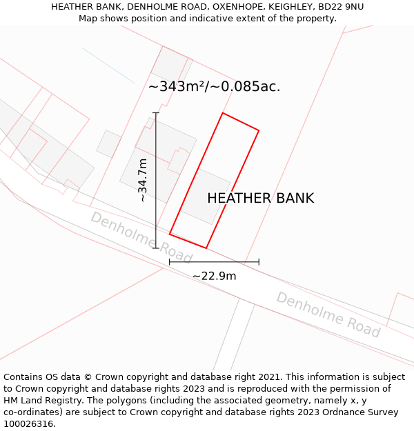 HEATHER BANK, DENHOLME ROAD, OXENHOPE, KEIGHLEY, BD22 9NU: Plot and title map