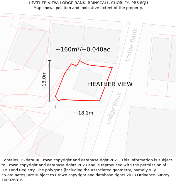 HEATHER VIEW, LODGE BANK, BRINSCALL, CHORLEY, PR6 8QU: Plot and title map