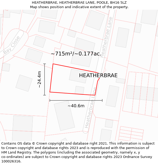 HEATHERBRAE, HEATHERBRAE LANE, POOLE, BH16 5LZ: Plot and title map