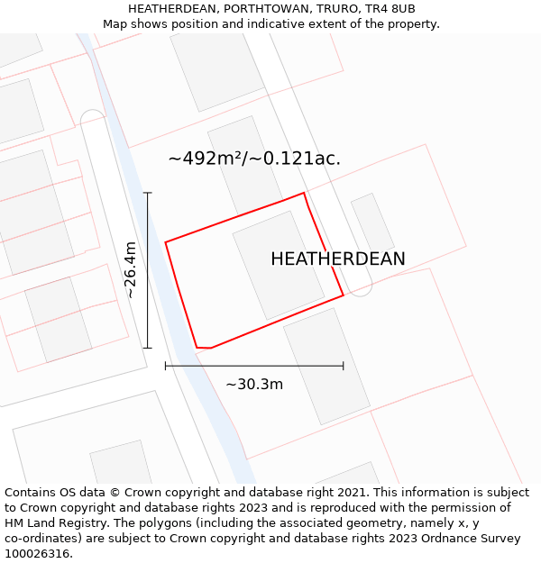 HEATHERDEAN, PORTHTOWAN, TRURO, TR4 8UB: Plot and title map