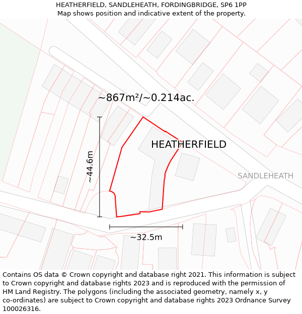 HEATHERFIELD, SANDLEHEATH, FORDINGBRIDGE, SP6 1PP: Plot and title map