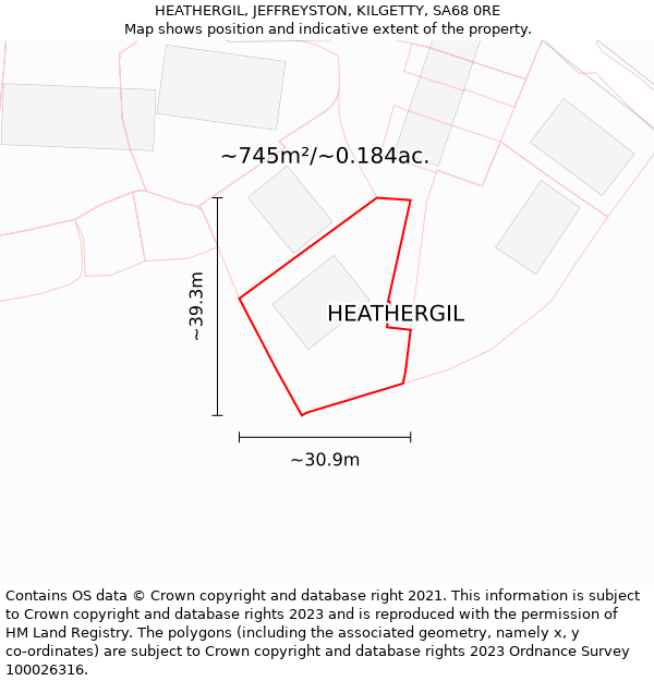 HEATHERGIL, JEFFREYSTON, KILGETTY, SA68 0RE: Plot and title map