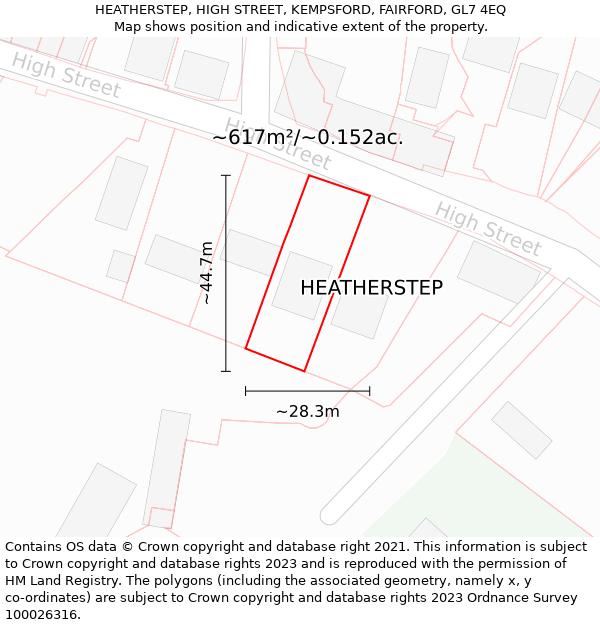 HEATHERSTEP, HIGH STREET, KEMPSFORD, FAIRFORD, GL7 4EQ: Plot and title map