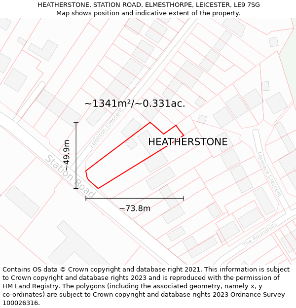 HEATHERSTONE, STATION ROAD, ELMESTHORPE, LEICESTER, LE9 7SG: Plot and title map