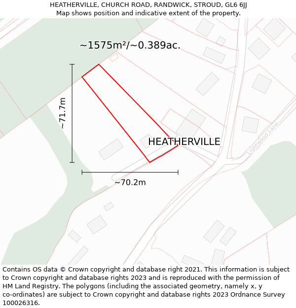 HEATHERVILLE, CHURCH ROAD, RANDWICK, STROUD, GL6 6JJ: Plot and title map