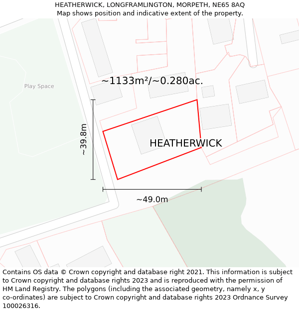 HEATHERWICK, LONGFRAMLINGTON, MORPETH, NE65 8AQ: Plot and title map