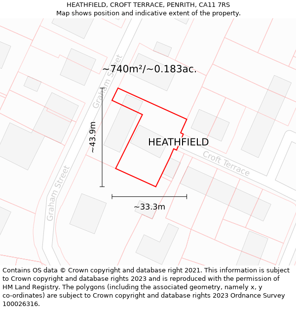 HEATHFIELD, CROFT TERRACE, PENRITH, CA11 7RS: Plot and title map