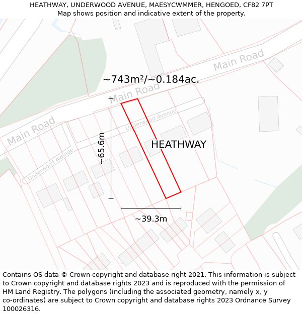 HEATHWAY, UNDERWOOD AVENUE, MAESYCWMMER, HENGOED, CF82 7PT: Plot and title map