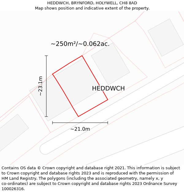 HEDDWCH, BRYNFORD, HOLYWELL, CH8 8AD: Plot and title map