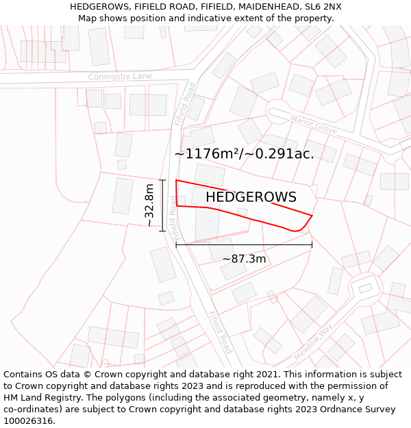 HEDGEROWS, FIFIELD ROAD, FIFIELD, MAIDENHEAD, SL6 2NX: Plot and title map