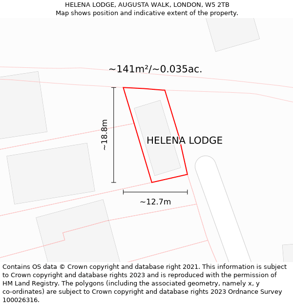 HELENA LODGE, AUGUSTA WALK, LONDON, W5 2TB: Plot and title map